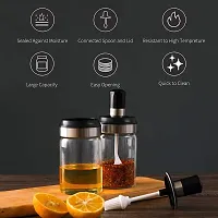 Samju Seasoning Container With Lids And Spoon 3 Pack Glass Spice Jars Condiment Pot For Sugar Salt Pepper Honey Capacity Of Eash Glass Jar 250ml-thumb3