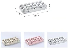 SAMJU Plastic Egg Storage Box with Lid Food Grade Stackable Egg Storage Container with 18 Grids Egg Tray for Fridge Kitchen Countertop (Pack of-1 Multicolour)-thumb3