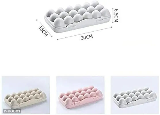 SAMJU Plastic Egg Storage Box with Lid Food Grade Stackable Egg Storage Container with 18 Grids Egg Tray for Fridge Kitchen Countertop (Pack of-1 Multicolour)-thumb4