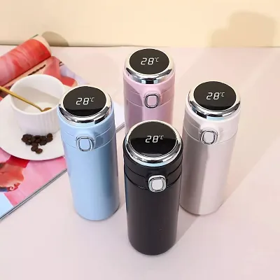 Insulated Vacuum Bottle with Temperature Display 420ml (Purple)