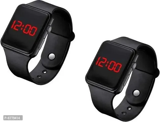 Digital Black Dial Led Watch for Kids Unisex Birthday Gift Digital Watch - for Boys  Girls (Pack Of 2)-thumb0