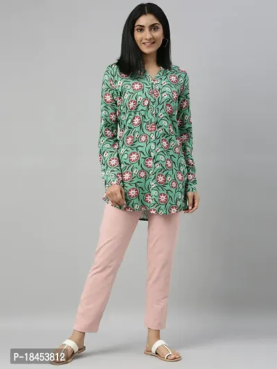 Straight Printed Cotton Kurta with Pant For Women-thumb0