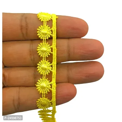 Kavmart 12 mm deisgner gpo Cotton/Polyster lace Designer colourfull lace for Saree, Kurti,Perfect for Designer Outfits (9meters) (KAV5286-YELLOW)-thumb3