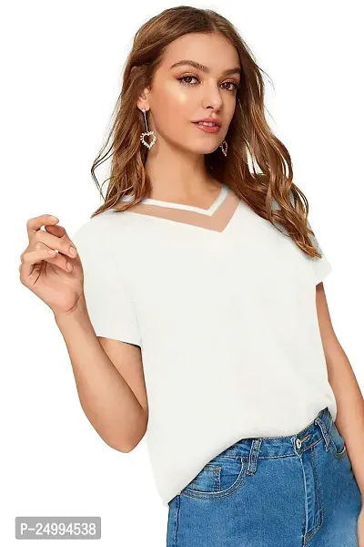 Kavmart Faltu Wear Women's Knitting (Strachable) Crop Western Top with Regular Fit (XL, White)-thumb5