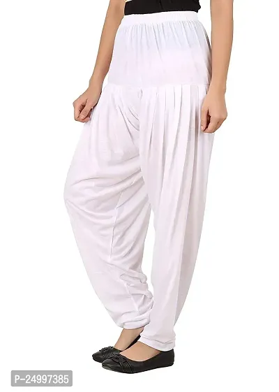 Kavmart FALTU WEAR Cotton Viscose Lycra Dhoti Patiyala Salwar Harem Bottoms Pants for Womens (White)-thumb3