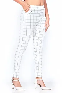 FALTU WEAR Soft and Stretchable Jegging for Women/Girls/Check Pattern Jegging - (White)-thumb3