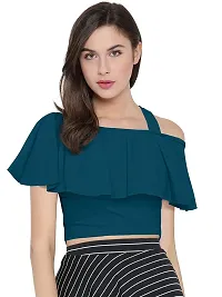 Kavmart FALTU WEAR New One Side Strip Off Shoulder Top Knitting Fabric for Girls/Womans-thumb1