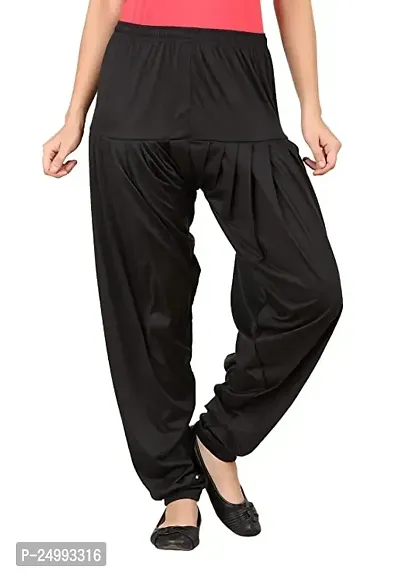 Kavmart FALTU WEAR Cotton Viscose Lycra Dhoti Patiyala Salwar Harem Bottoms Pants for Womens (Black)