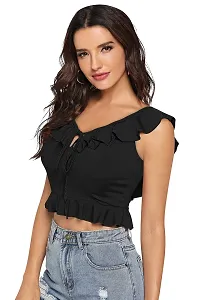 Kavmart Faltu Wear Women'/Girls Sleeveless V-Neck Crop Tops-thumb2