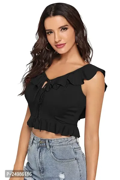 Kavmart Faltu Wear Women'/Girls Sleeveless V-Neck Crop Tops-thumb3