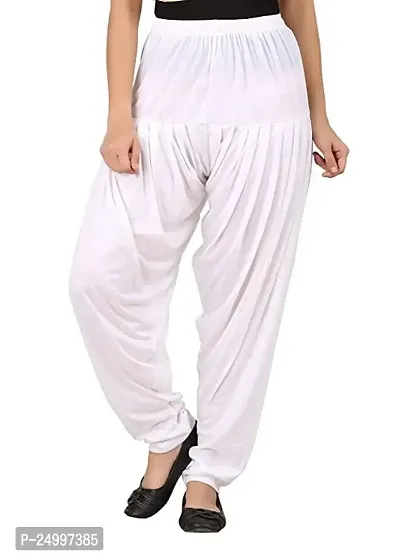 Kavmart FALTU WEAR Cotton Viscose Lycra Dhoti Patiyala Salwar Harem Bottoms Pants for Womens (White)-thumb0