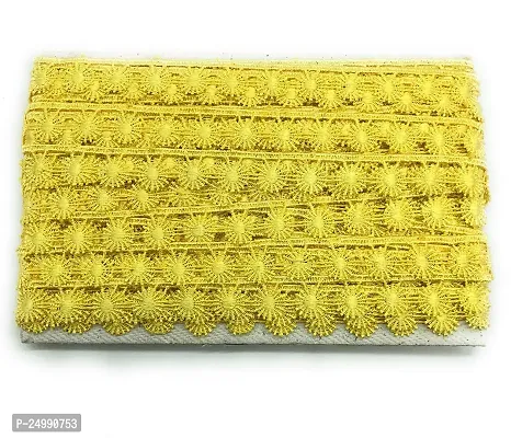 Kavmart 12 mm deisgner gpo Cotton/Polyster lace Designer colourfull lace for Saree, Kurti,Perfect for Designer Outfits (9meters) (KAV5286-YELLOW)