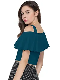 Kavmart Women's Ruffle Off Shoulder Hold UP Up Back Crop Blouse Top FLAERED INFRONT Western Style WEAR for Girls-thumb3