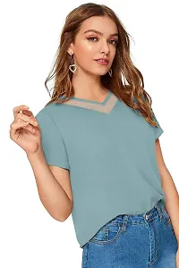 Kavmart Faltu Wear Women's Knitting (Strachable) Crop Western Top with Regular Fit (L, Pista)-thumb3