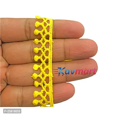 Kavmart 12mm gpo Cotoon Designer payal bundi lace Border Material for Designer Outfits Edge Like Saree, Kurti , dupaata, Lehnga (9 merters) (Yellow)-thumb5