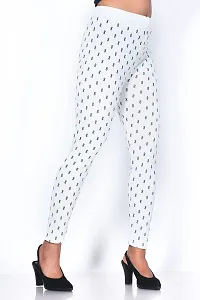 Kavmart Faltu Wear Black Jegging White Black Printed Soft Lycra Free Size Jeggings (White)-thumb1