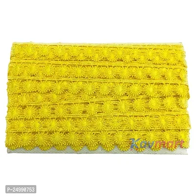 Kavmart 12 mm deisgner gpo Cotton/Polyster lace Designer colourfull lace for Saree, Kurti,Perfect for Designer Outfits (9meters) (KAV5286-YELLOW)-thumb2