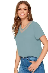 Kavmart Faltu Wear Women's Knitting (Strachable) Crop Western Top with Regular Fit (L, Pista)-thumb2