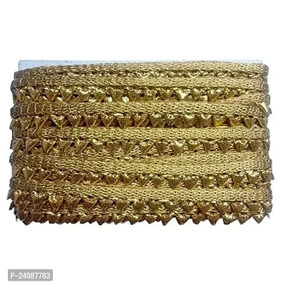 Kavmart Gota Samosa Gota Patti Champa Lace Border Material for Dupatta, Bridal Dresses, Saree, Lehengas, Palazzo, Anarkali Suits, Blouses Lace Reel (9 Meters)(Gold)