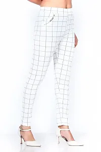 FALTU WEAR Soft and Stretchable Jegging for Women/Girls/Check Pattern Jegging - (White)-thumb2