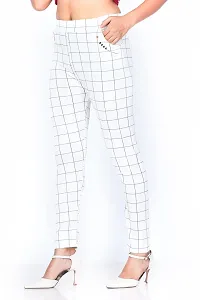 FALTU WEAR Soft and Stretchable Jegging for Women/Girls/Check Pattern Jegging - (White)-thumb1