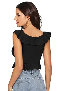 Kavmart Faltu Wear Women'/Girls Sleeveless V-Neck Crop Tops (XL, Black)-thumb2