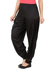 Kavmart FALTU WEAR Cotton Viscose Lycra Dhoti Patiyala Salwar Harem Bottoms Pants for Womens (Black)-thumb2