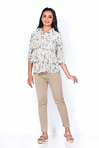 Kavmart Faltu Wear Women Floral Flower Printed Top (XL, Beige)-thumb2