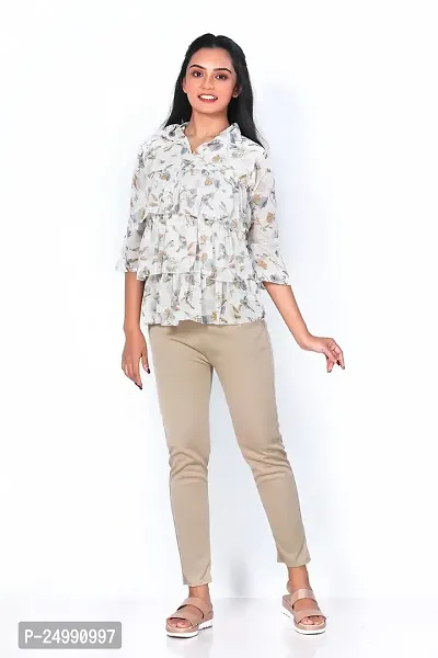 Kavmart Faltu Wear Women Floral Flower Printed Top (XL, Beige)-thumb3