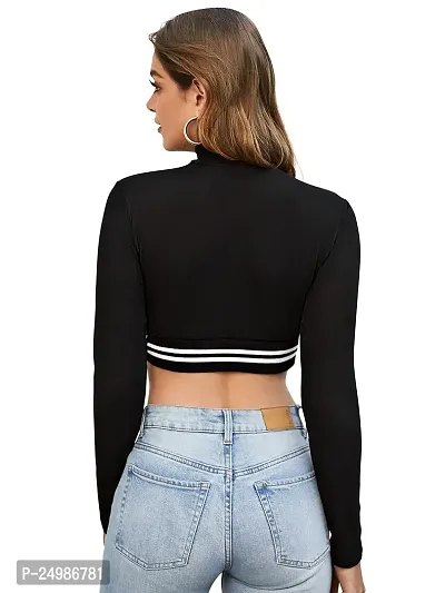 Kavmart Faltu Wear Stylish Women  Girl Solid Full Sleeve Crop Top,Women Top,Women's Slim Fit Crop Top-thumb5