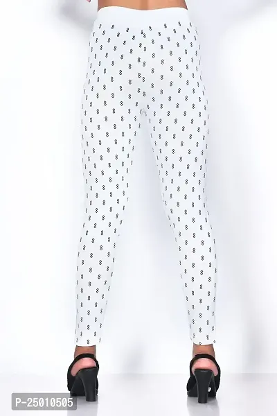 Kavmart Faltu Wear Black Jegging White Black Printed Soft Lycra Free Size Jeggings (White)-thumb3