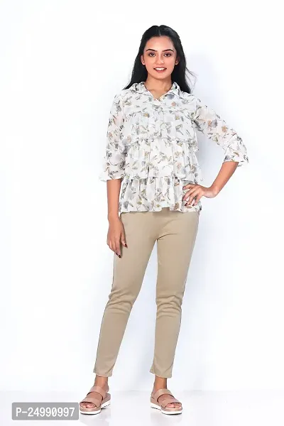 Kavmart Faltu Wear Women Floral Flower Printed Top (XL, Beige)-thumb2