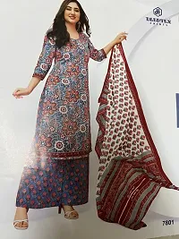 Elegant Cotton Printed Dress Material with Dupatta For Women-thumb1