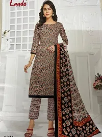 Elegant Cotton Printed Dress Material with Dupatta For Women-thumb1