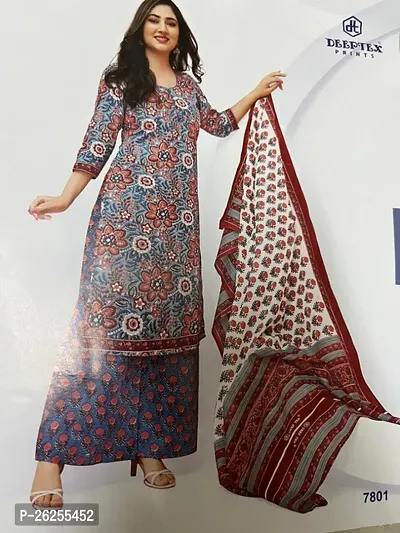 Elegant Cotton Printed Dress Material with Dupatta For Women-thumb0