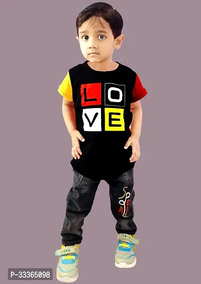 Stylish Multicoloured Cotton Printed T-Shirt For Boys-thumb0