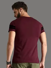 Reliable Maroon Cotton Solid Round Neck Tees For Men-thumb1