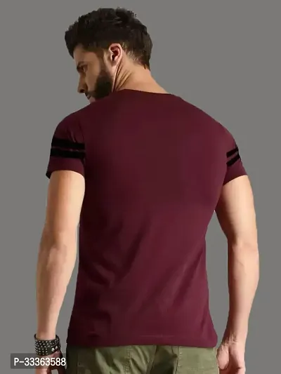 Reliable Maroon Cotton Solid Round Neck Tees For Men-thumb2