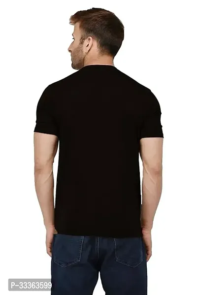 Reliable Black Cotton Solid Round Neck Tees For Men-thumb2