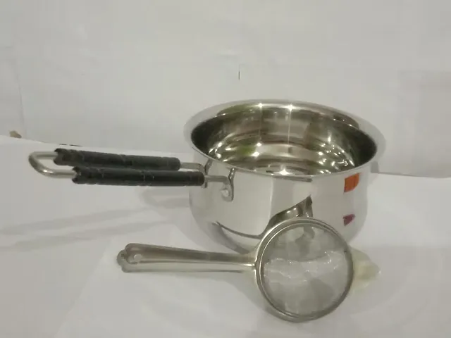 Combo Pack of Stainless Steel Two Litre Saucepan and Tea Stainer