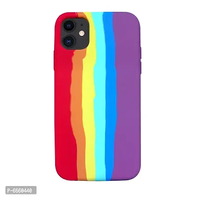 LIRAMARK Liquid Silicone Soft Back Cover Case for Apple iPhone 11 (Rainbow)