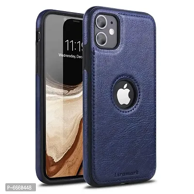 LIRAMARK PU Leather Flexible Back Cover Case Designed for iPhone 11 (Blue)-thumb0