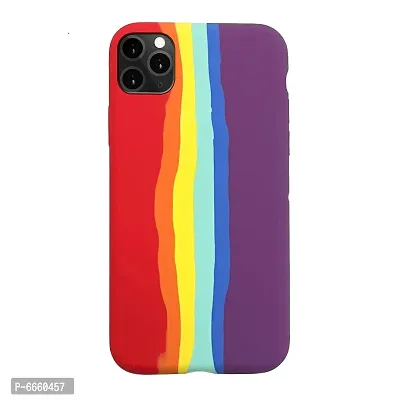 LIRAMARK Liquid Silicone Soft Back Cover Case for Apple iPhone 11 Pro (Rainbow)-thumb0