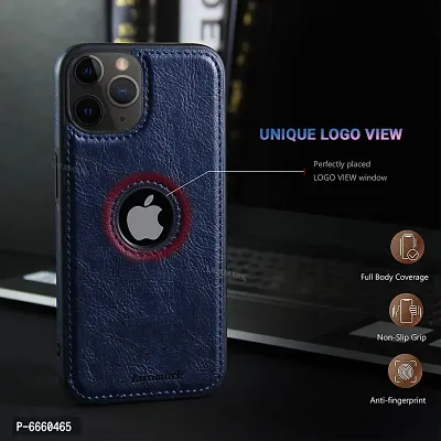 LIRAMARK PU Leather Flexible Back Cover Case Designed for iPhone 11 Pro (Blue)-thumb3