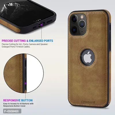 LIRAMARK PU Leather Flexible Back Cover Case Designed for iPhone 11 Pro (Brown)-thumb4