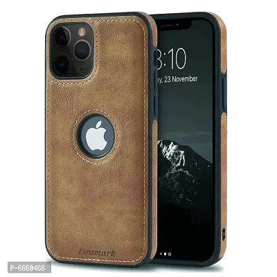 LIRAMARK PU Leather Flexible Back Cover Case Designed for iPhone 11 Pro (Brown)-thumb0