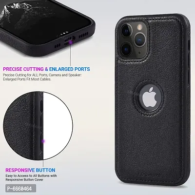 LIRAMARK PU Leather Flexible Back Cover Case Designed for iPhone 11 Pro (Black)-thumb4
