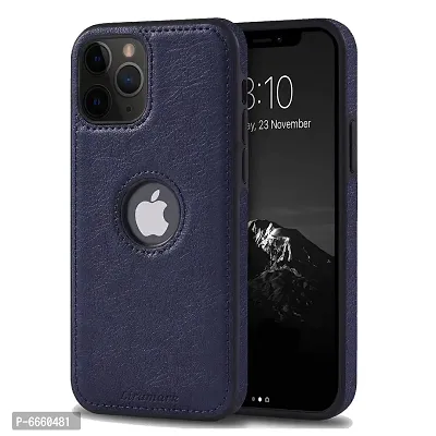 LIRAMARK PU Leather Flexible Back Cover Case Designed for iPhone 11 Pro Max (Blue)-thumb0