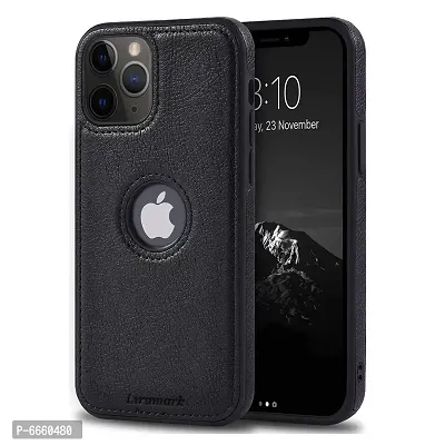 LIRAMARK PU Leather Flexible Back Cover Case Designed for iPhone 11 Pro Max (Black)