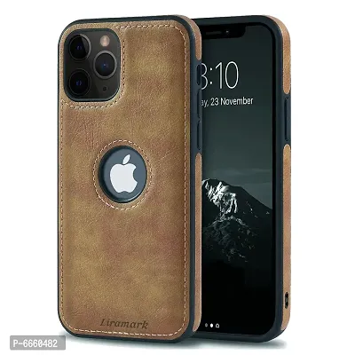 LIRAMARK PU Leather Flexible Back Cover Case Designed for iPhone 11 Pro Max (Brown)-thumb0